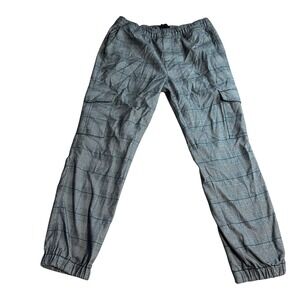 Sanctuary Womens Plaid Cargo Jogger Pants Elastic Waist Casual Comfy Gray M